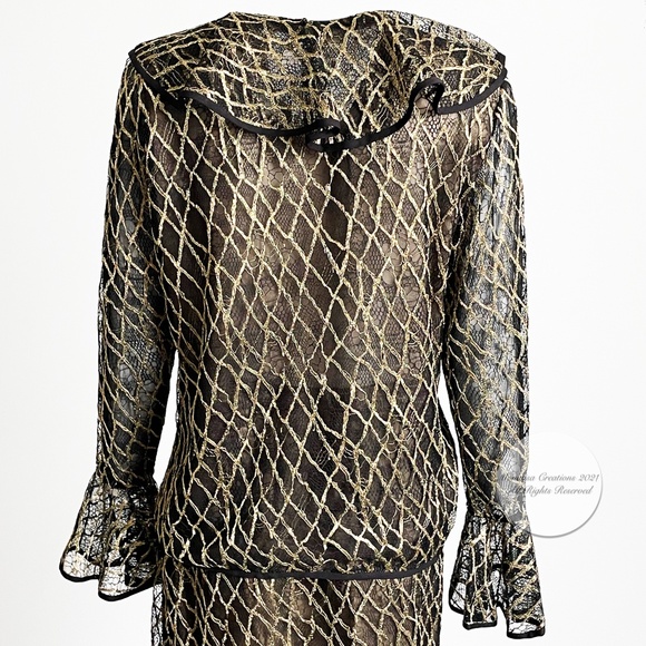 Authentic Vintage Bill Blass 2-Piece Illusion Lace Jacket & Skirt Set Size 12 - Picture 8 of 12